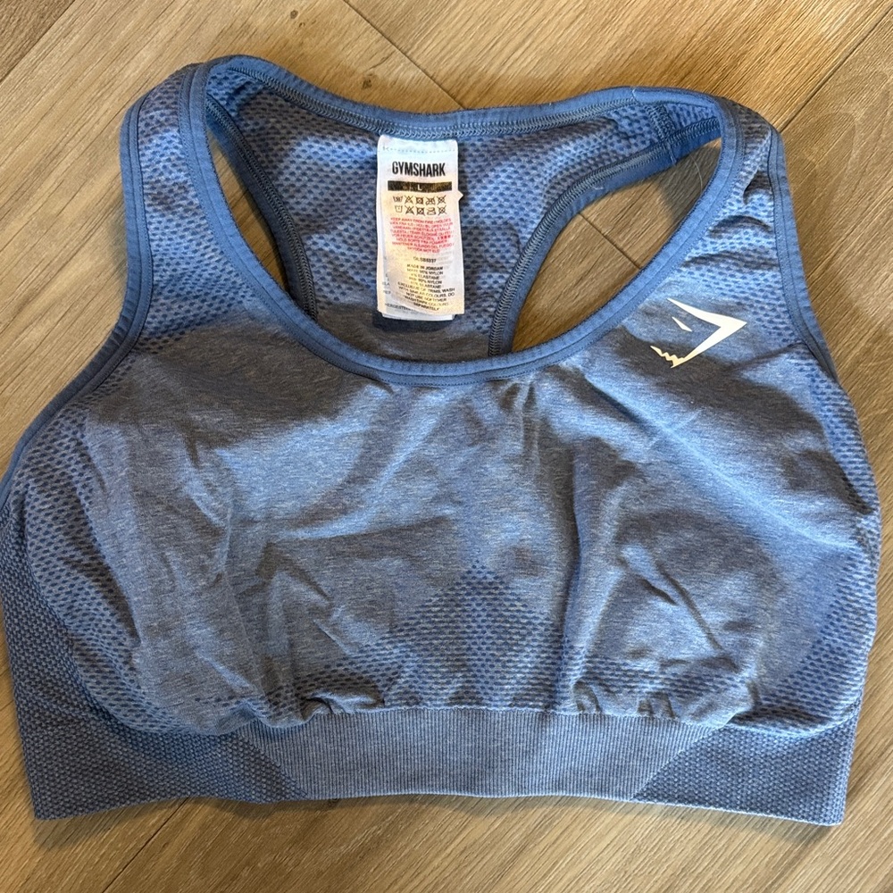 Gymshark Blue Seamless Racerback Sports Bra NO PADS, but can add some!